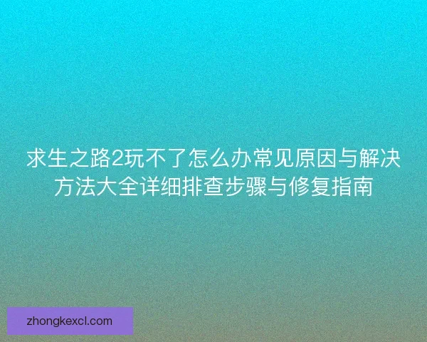 求生之路2玩不了怎么办常见原因与解决方法大全详细排查步骤与修复指南